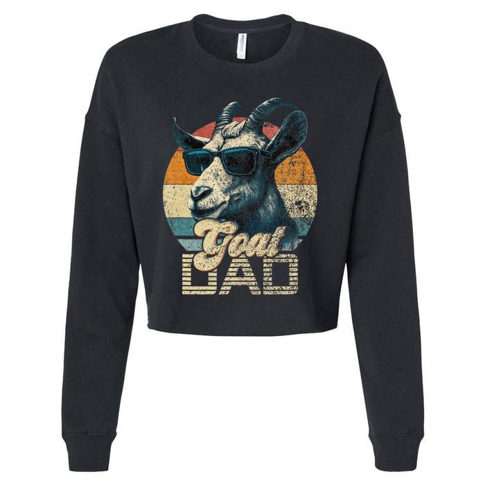 Retro Goat Dad Best Goat Daddy Funny Fathers Day Cropped Pullover Crew