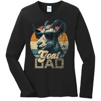 Retro Goat Dad Best Goat Daddy Funny Fathers Day Ladies Long Sleeve Shirt