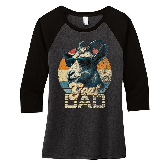 Retro Goat Dad Best Goat Daddy Funny Fathers Day Women's Tri-Blend 3/4-Sleeve Raglan Shirt