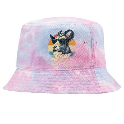 Retro Goat Dad Best Goat Daddy Funny Fathers Day Tie-Dyed Bucket Hat