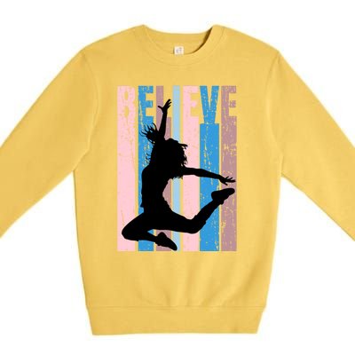 Retro Girls Dance Dancing Dancer Modern Dance Teacher Cool Gift Premium Crewneck Sweatshirt