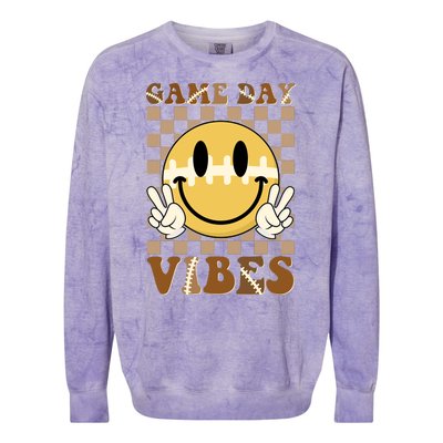 Retro Game Day Vibes Smiley Emoji Football Fan Colorblast Crewneck Sweatshirt