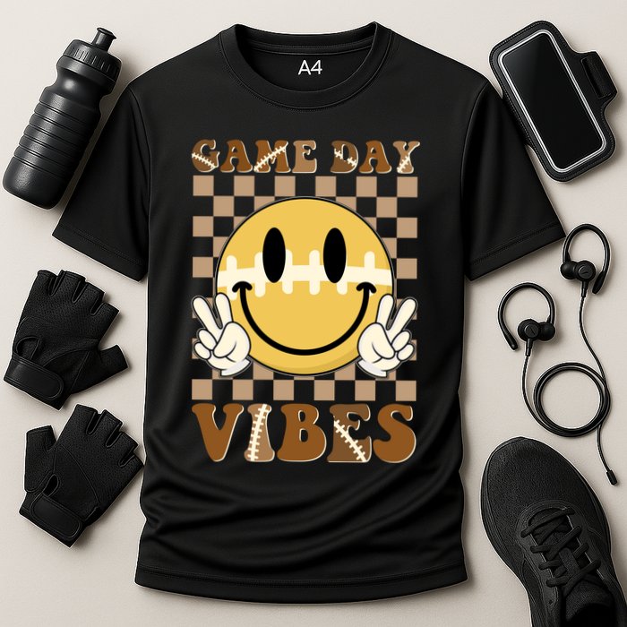 Retro Game Day Vibes Smiley Emoji Football Fan Performance Shirt