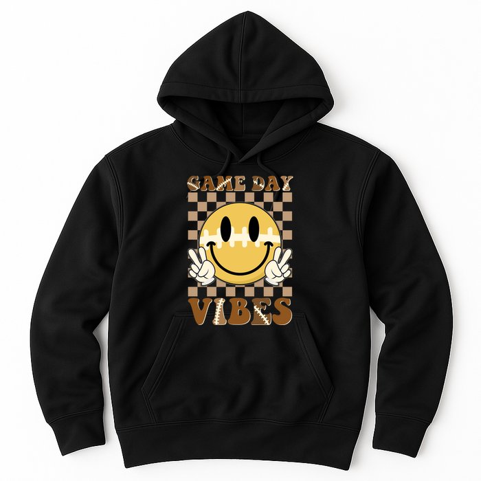 Retro Game Day Vibes Smiley Emoji Football Fan Hoodie