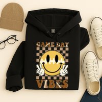 Retro Game Day Vibes Smiley Emoji Football Fan Hoodie