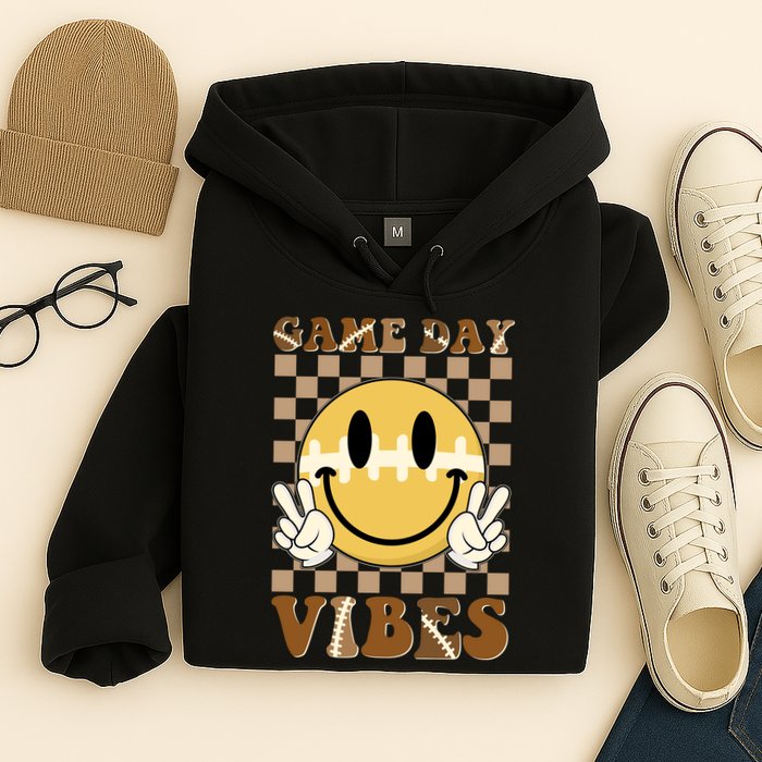 Retro Game Day Vibes Smiley Emoji Football Fan Hoodie