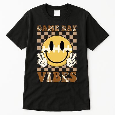 Retro Game Day Vibes Smiley Emoji Football Fan Tall T-Shirt