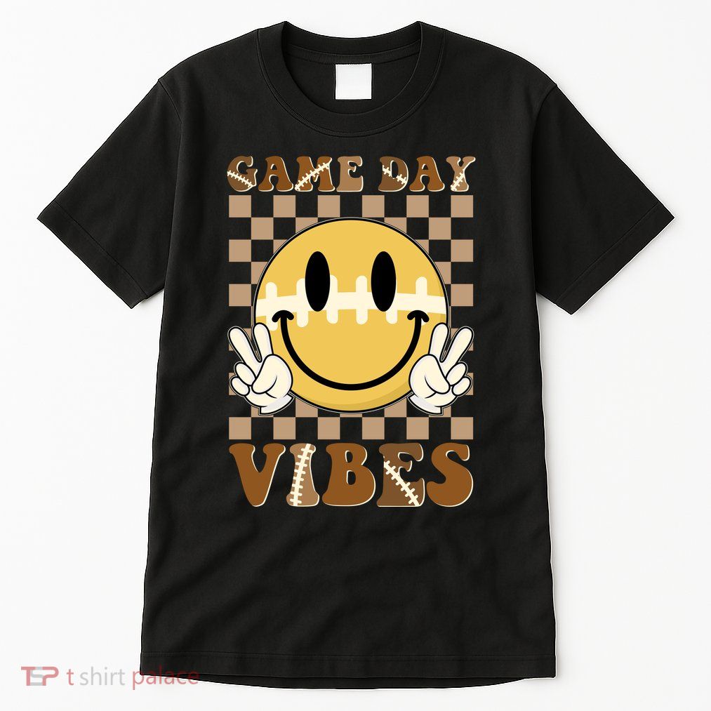 Retro Game Day Vibes Smiley Emoji Football Fan Tall T-Shirt