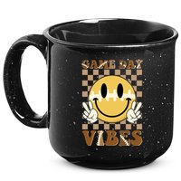 Retro Game Day Vibes Smiley Emoji Football Fan 15oz Campfire Ceramic Mug