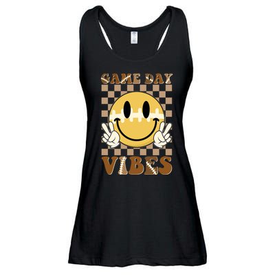 Retro Game Day Vibes Smiley Emoji Football Fan Ladies Essential Flowy Tank