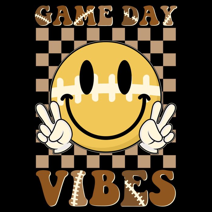 Retro Game Day Vibes Smiley Emoji Football Fan Flatbill Hat