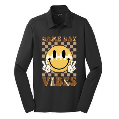 Retro Game Day Vibes Smiley Emoji Football Fan Silk Touch Performance Long Sleeve Polo