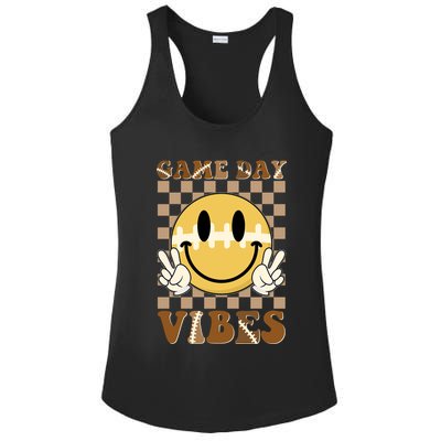 Retro Game Day Vibes Smiley Emoji Football Fan Ladies PosiCharge Competitor Racerback Tank