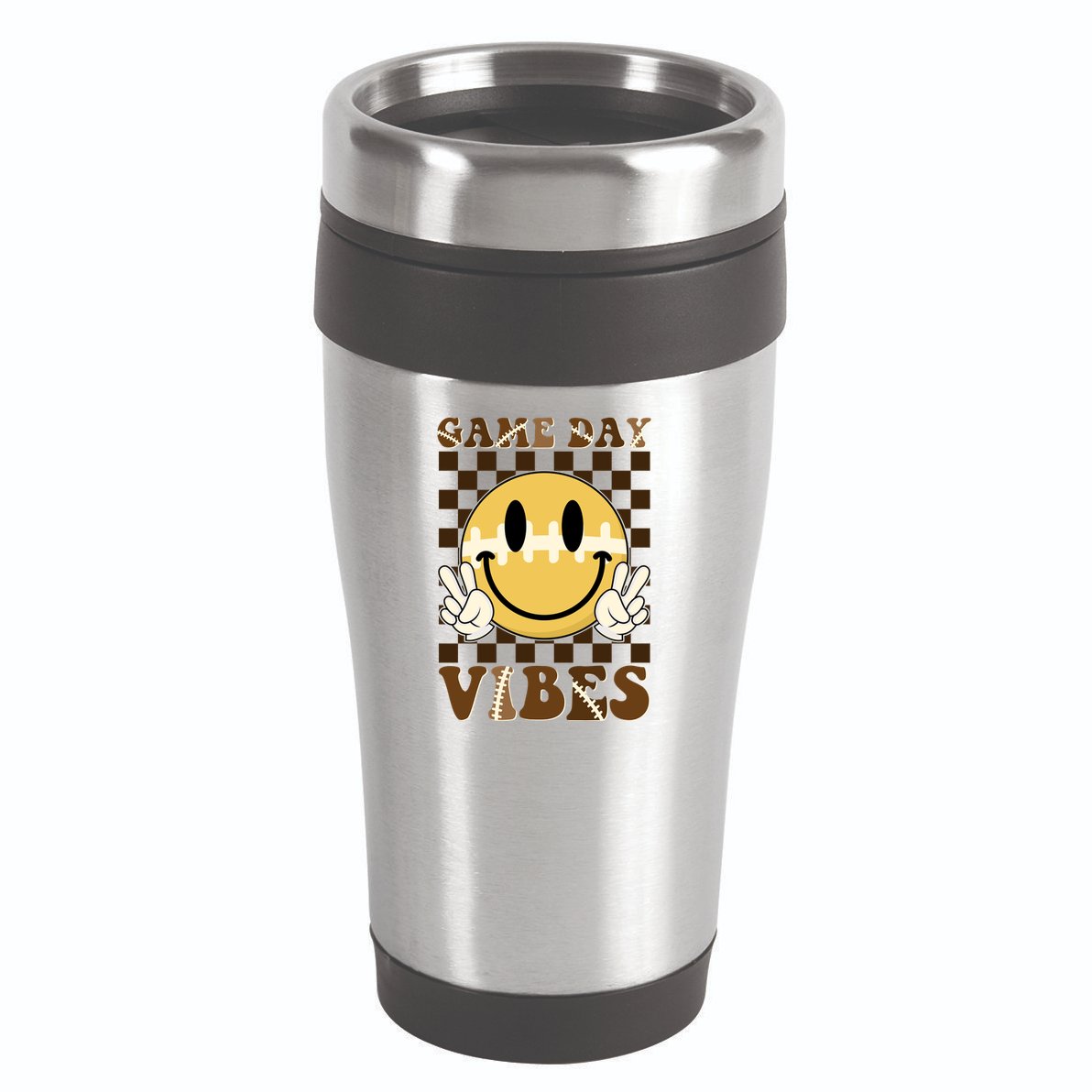 Retro Game Day Vibes Smiley Emoji Football Fan 16oz Travel Tumbler