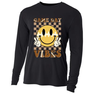 Retro Game Day Vibes Smiley Emoji Football Fan Cooling Performance Long Sleeve Crew
