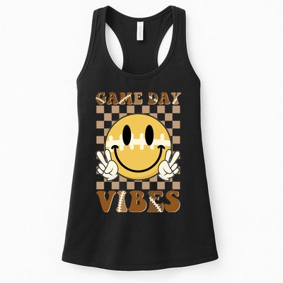 Retro Game Day Vibes Smiley Emoji Football Fan Womens Tank Top