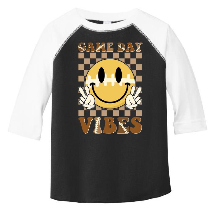 Retro Game Day Vibes Smiley Emoji Football Fan Toddler Fine Jersey T-Shirt