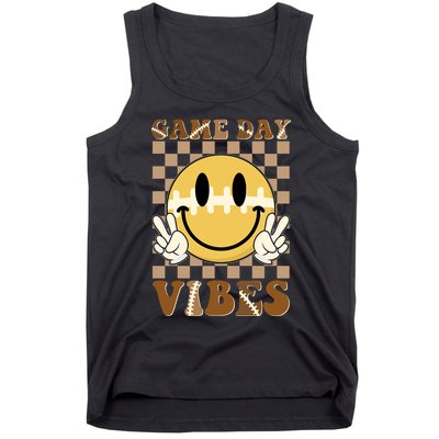 Retro Game Day Vibes Smiley Emoji Football Fan Tank Top
