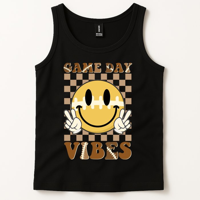 Retro Game Day Vibes Smiley Emoji Football Fan Tank Top