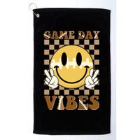 Retro Game Day Vibes Smiley Emoji Football Fan Golf Towel