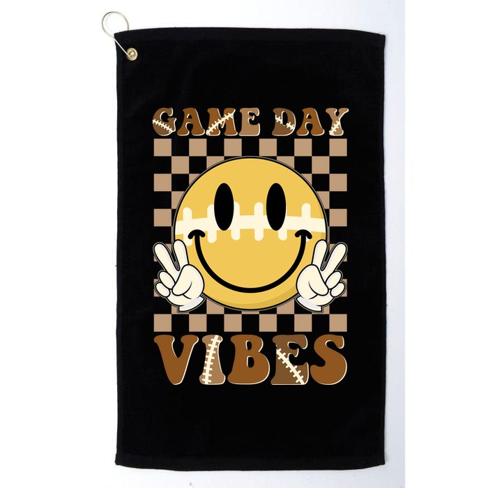 Retro Game Day Vibes Smiley Emoji Football Fan Golf Towel