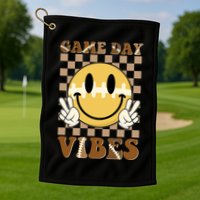 Retro Game Day Vibes Smiley Emoji Football Fan Golf Towel