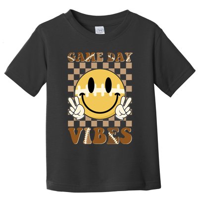 Retro Game Day Vibes Smiley Emoji Football Fan Toddler T-Shirt