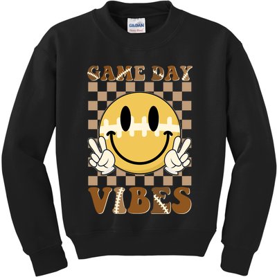 Retro Game Day Vibes Smiley Emoji Football Fan Kids Sweatshirt