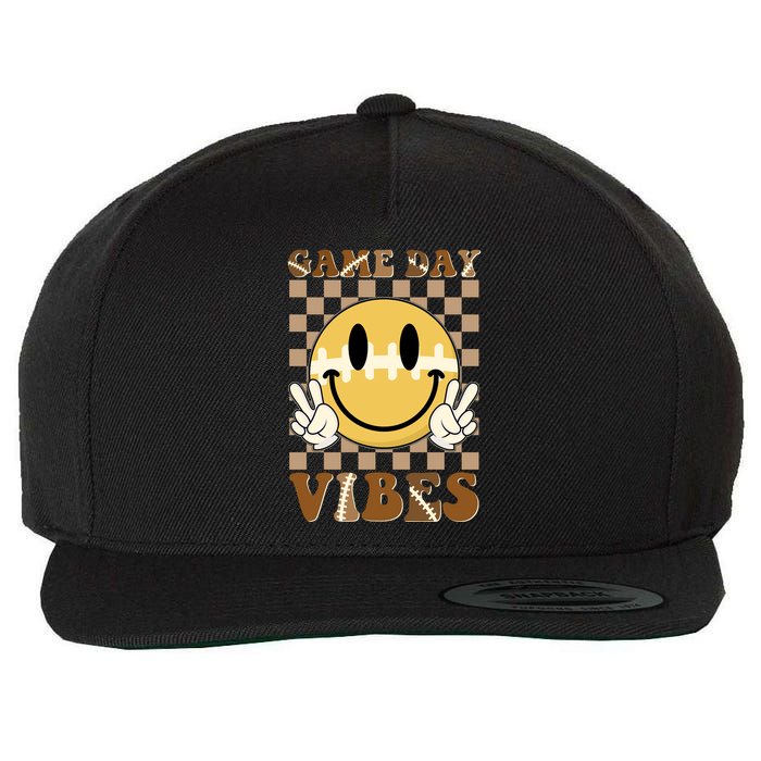 Retro Game Day Vibes Smiley Emoji Football Fan Wool Snapback Cap
