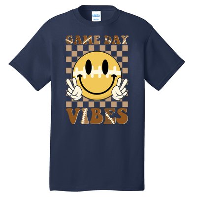 Retro Game Day Vibes Smiley Emoji Football Fan Tall T-Shirt