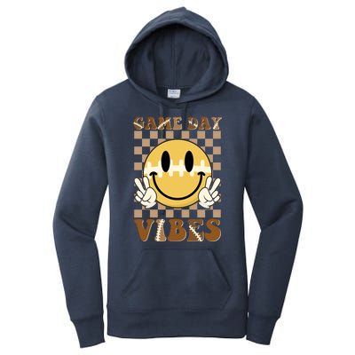 Retro Game Day Vibes Smiley Emoji Football Fan Women's Pullover Hoodie