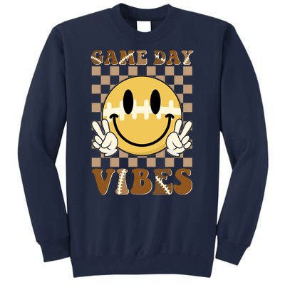 Retro Game Day Vibes Smiley Emoji Football Fan Tall Sweatshirt