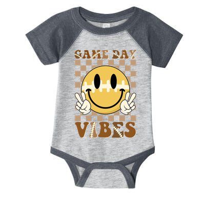 Retro Game Day Vibes Smiley Emoji Football Fan Infant Baby Jersey Bodysuit