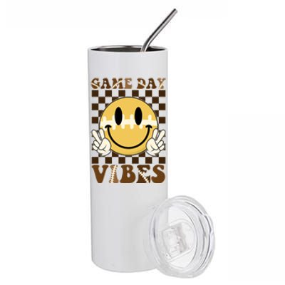 Retro Game Day Vibes Smiley Emoji Football Fan Stainless Steel Tumbler