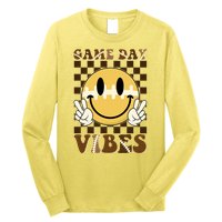 Retro Game Day Vibes Smiley Emoji Football Fan Long Sleeve Shirt