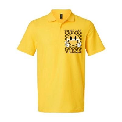 Retro Game Day Vibes Smiley Emoji Football Fan Softstyle Adult Sport Polo