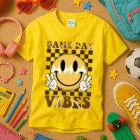 Retro Game Day Vibes Smiley Emoji Football Fan Kids T-Shirt