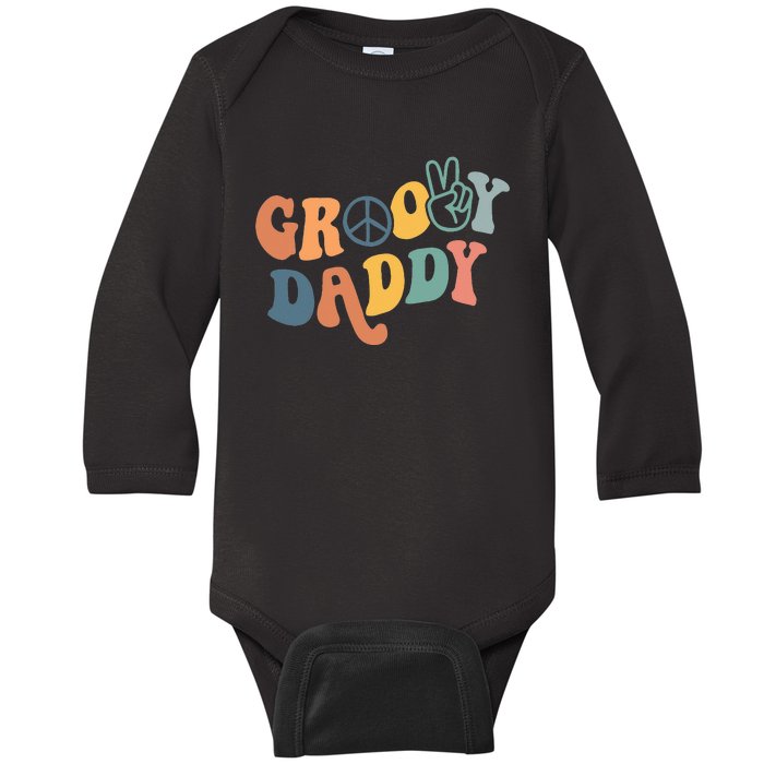 Retro Groovy Daddy Gifts for Dad Fathers Day Baby Long Sleeve Bodysuit