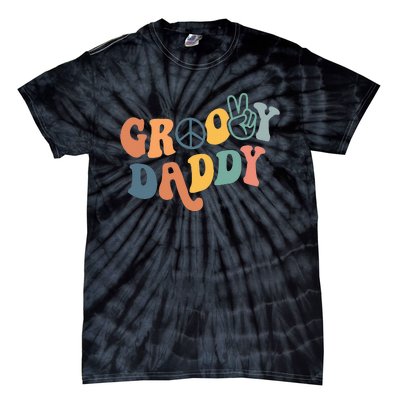 Retro Groovy Daddy Gifts for Dad Fathers Day Tie-Dye T-Shirt