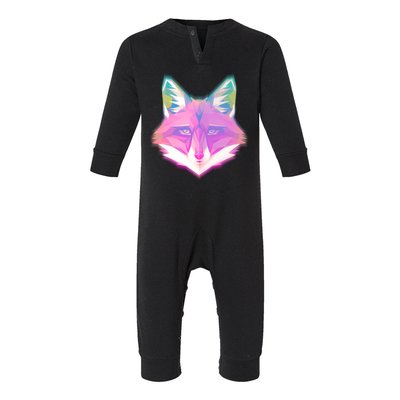 Retro Glowing Digital Polygon Fox Infant Fleece One Piece