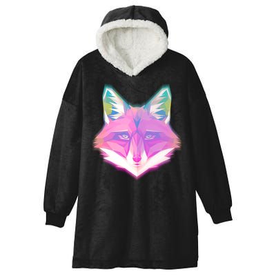 Retro Glowing Digital Polygon Fox Hooded Wearable Blanket