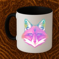 Retro Glowing Digital Polygon Fox Mug