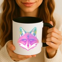 Retro Glowing Digital Polygon Fox Mug