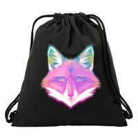Retro Glowing Digital Polygon Fox Drawstring Bag