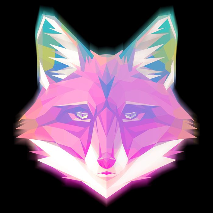 Retro Glowing Digital Polygon Fox Drawstring Bag