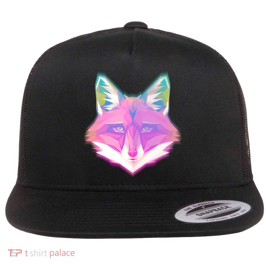 Retro Glowing Digital Polygon Fox Flatbill Hat