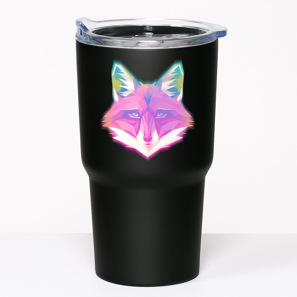 Retro Glowing Digital Polygon Fox Tumbler