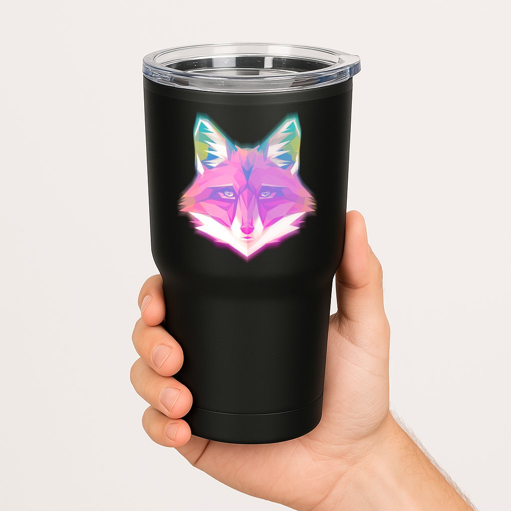 Retro Glowing Digital Polygon Fox Tumbler