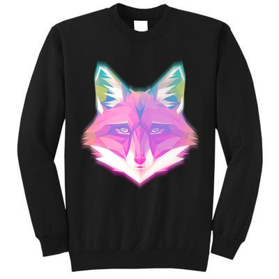 Retro Glowing Digital Polygon Fox Tall Sweatshirt