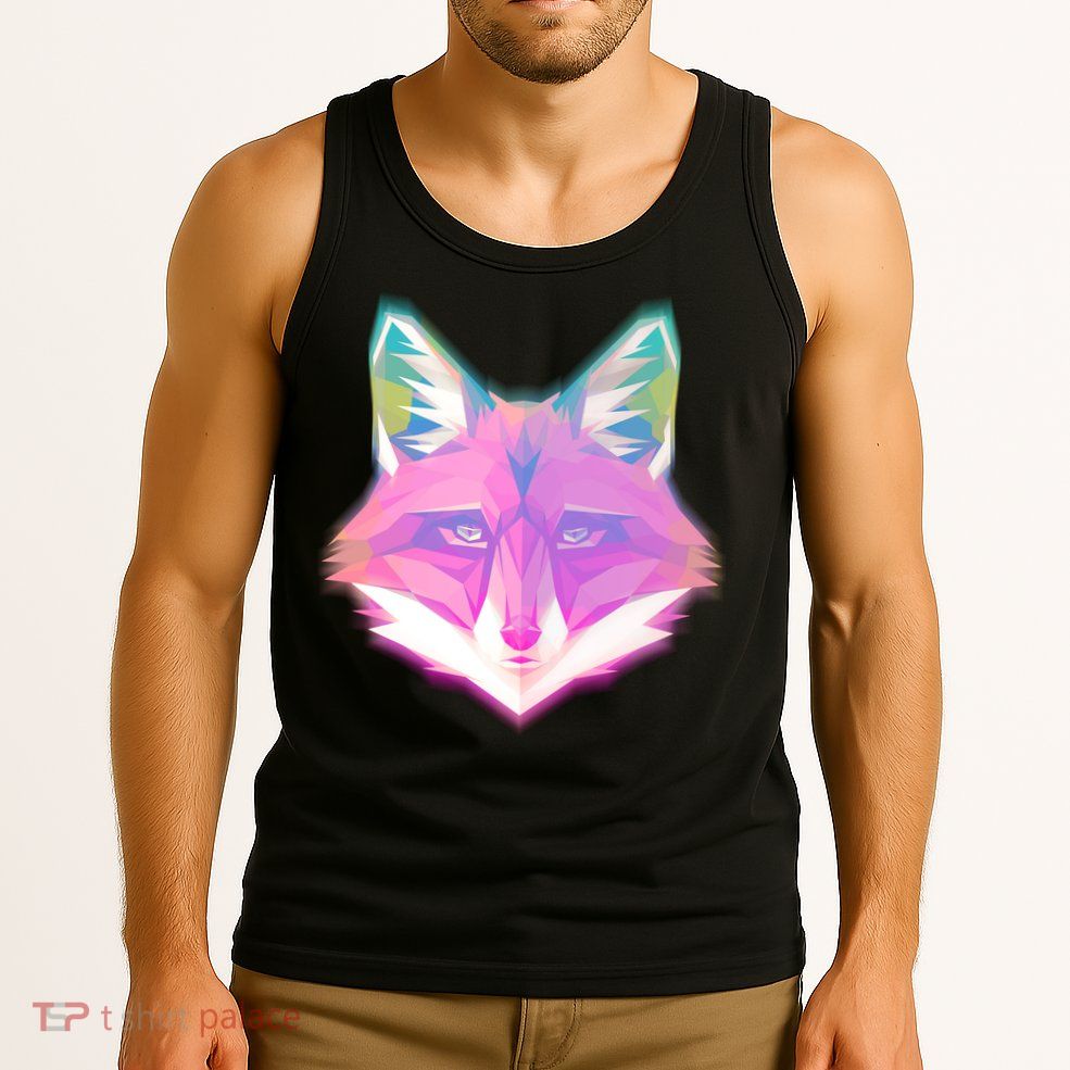 Retro Glowing Digital Polygon Fox Tank Top